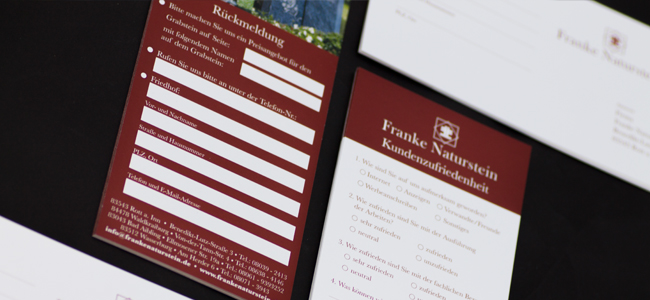 Franke Naturstein Feedback- und Rückmeldungskarte