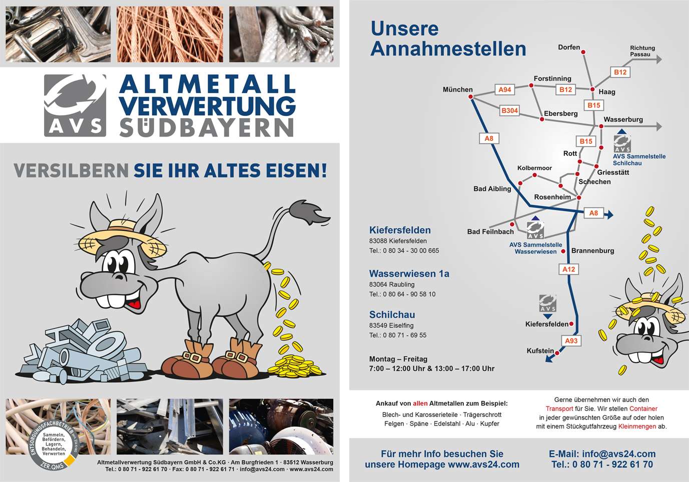Flyer für AVS: VERSILBERN SIE IHR ALTES EISEN