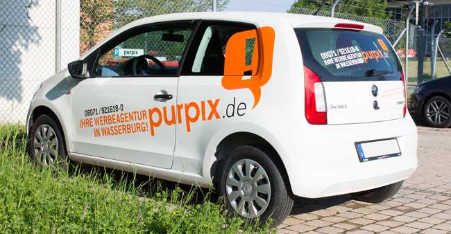 Vorsicht auf den Straßen, das purpix-Auto ist unterwegs.