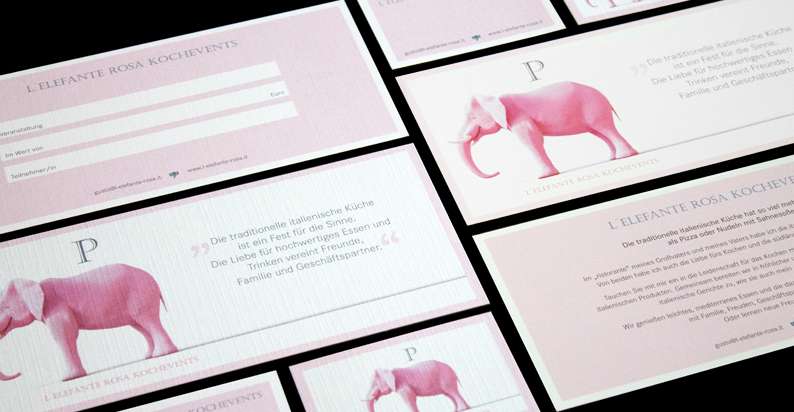 Geschäftsausstattung für L’Elefante Rosa Kochevents