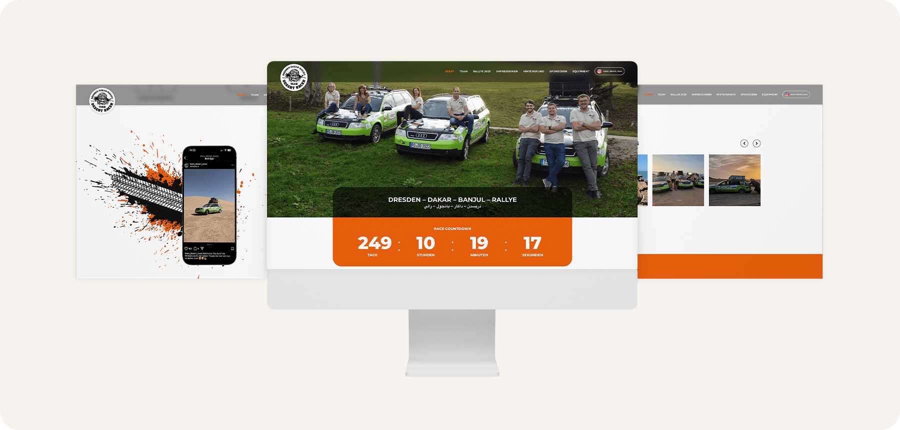 Desktopansicht der Webseite von Team Desert Racer