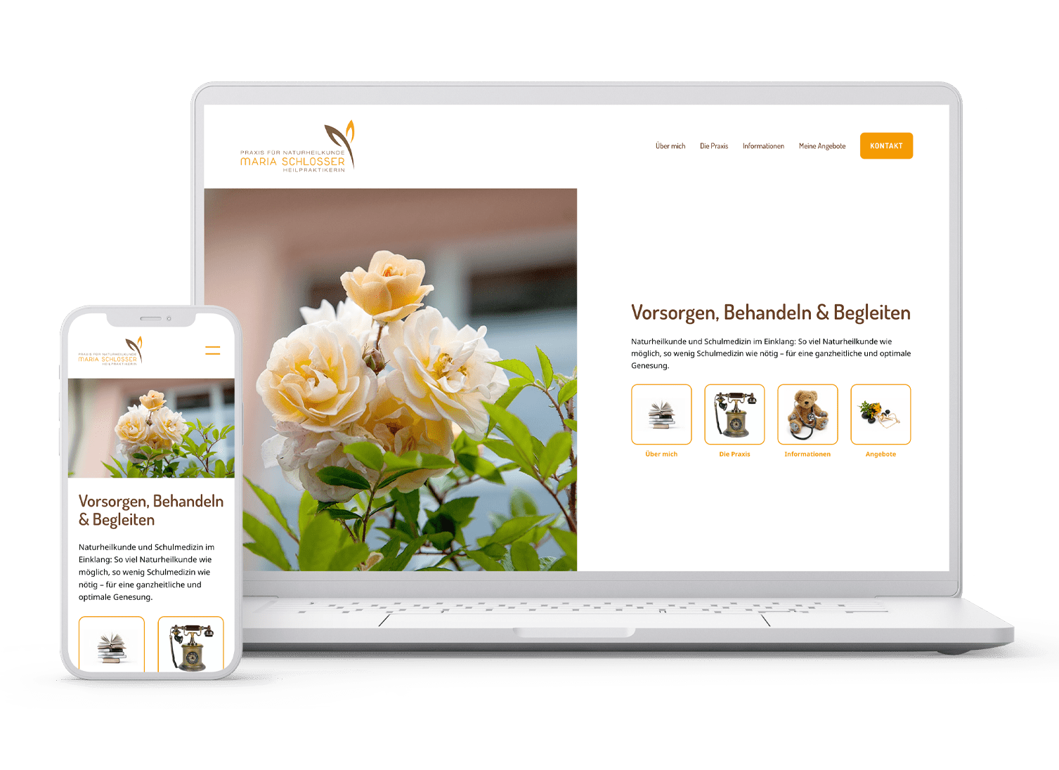 Maria Schlosser Referenz auf Laptop Handy Tablet