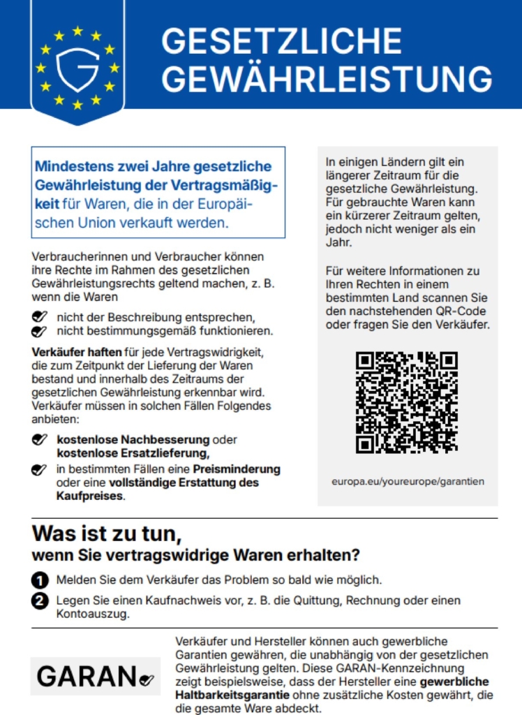label Gesetzliche Gewährleistung